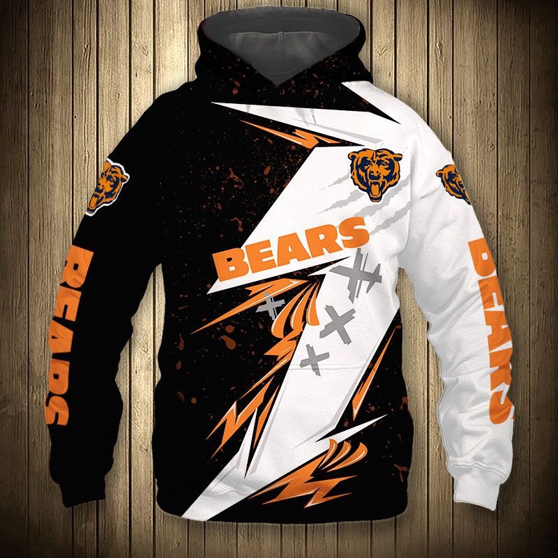 Chicago Bears Hoodie 3D Zip Hoodie Thunder Graphic Gifts for Fans