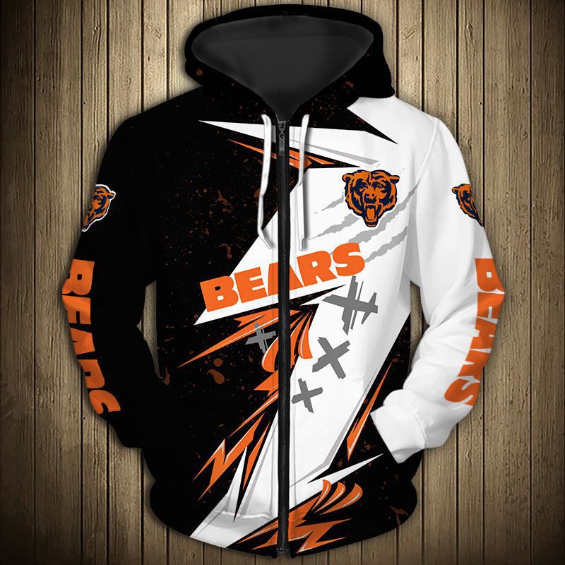 Chicago Bears Hoodie 3D Zip Hoodie Thunder Graphic Gifts for Fans - Image 3