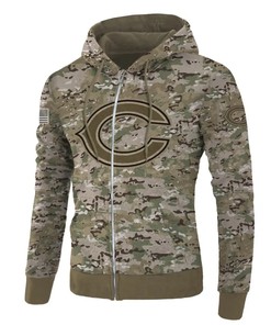 Chicago Bears Hoodie Army Graphic Zip Hoodie Pullover Gift for Fans