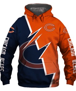 Chicago Bears Hoodie Zigzag Graphic Zip Hoodie Gift for Fans
