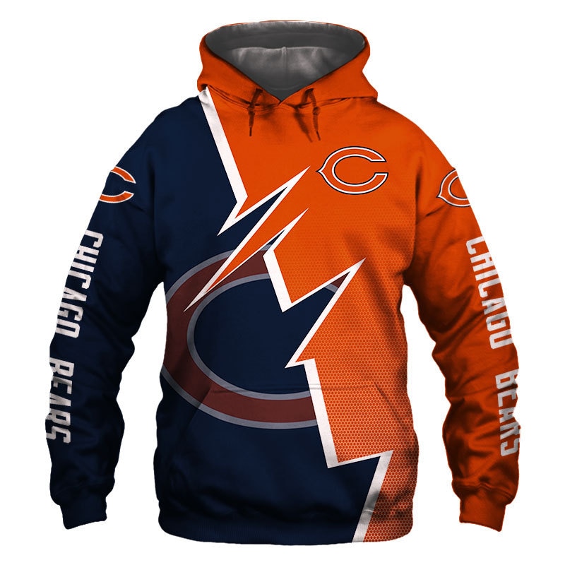 Chicago Bears Hoodie Zigzag Graphic Zip Hoodie Gift for Fans