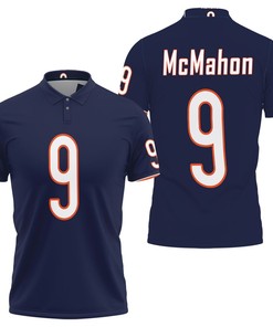 Chicago Bears Jim Mcmahon #9 Great Player Nfl American Football Team Legacy Vintage Navy Polo Shirt