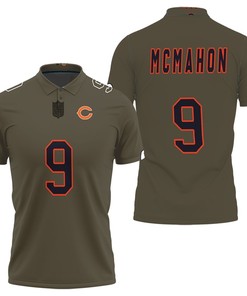 Chicago Bears Jim Mcmahon #9 Great Player Nfl Salute To Service Retired Player Limited Olive Jersey Style Polo Shirt