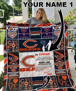 Chicago Bears Personalized Name Quilt Blanket Bedding Set