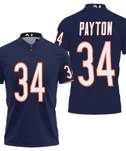 Chicago Bears Walter Payton #34 Great Player Nfl American Football Team Legacy Vintage Navy Polo Shirt