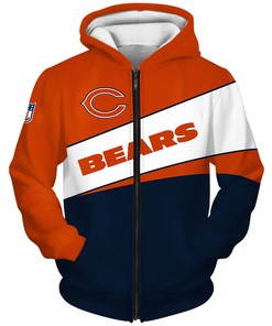 Chicago Bears Zip Hoodie 3D Zip Hoodie