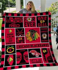 Chicago Blackhawks Hockey NHL Quilt Blanket Bedding Set Gifts for Fans