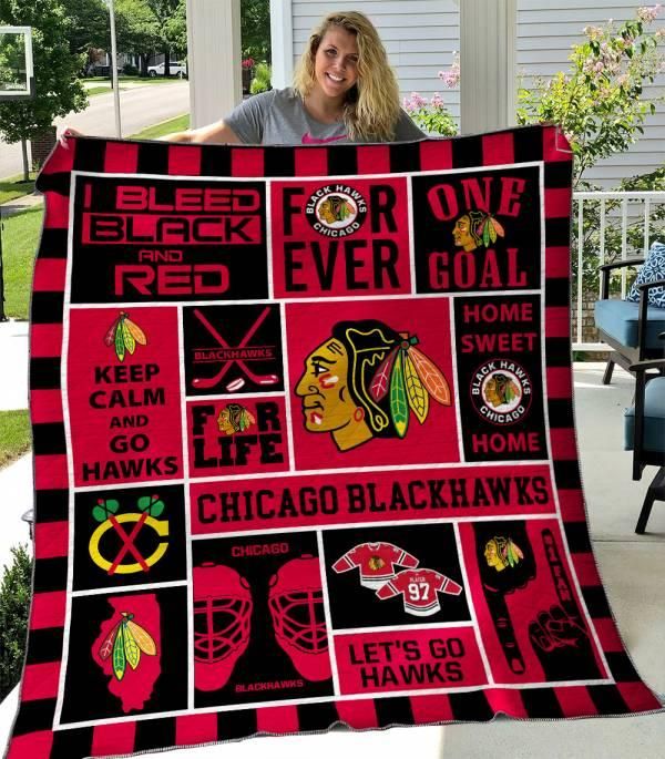 Chicago Blackhawks Hockey NHL Quilt Blanket Bedding Set Gifts for Fans