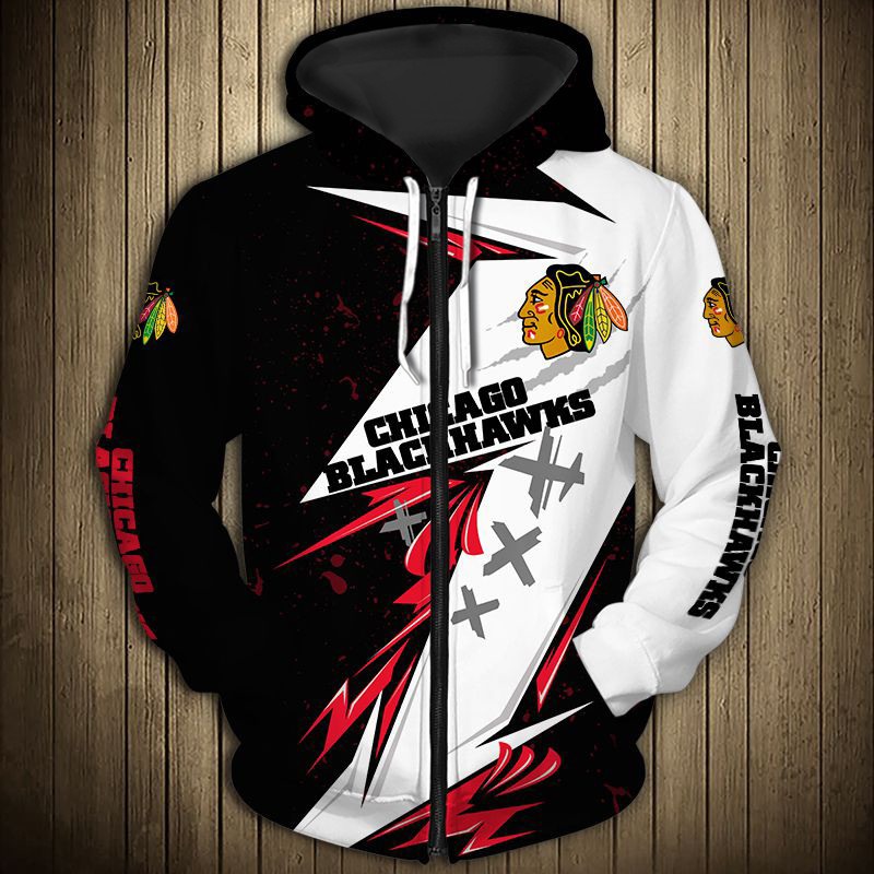 Chicago Blackhawks Hoodie 3D Thunder Design Pullover Nhl