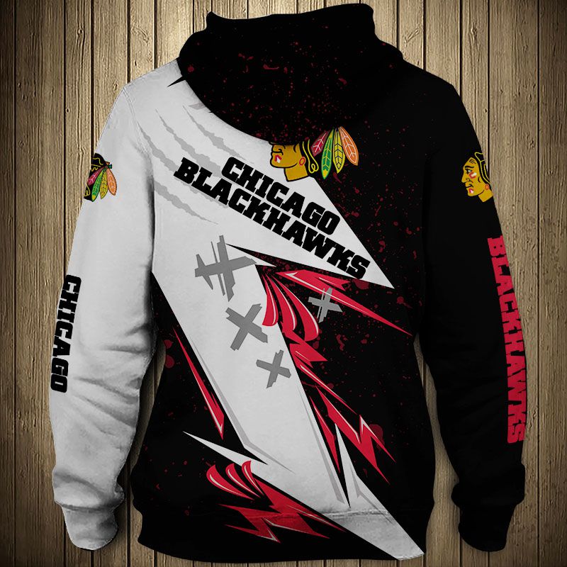 Chicago Blackhawks Hoodie 3D Thunder Design Pullover Nhl - Image 2