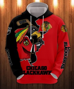 Chicago Blackhawks Hoodie 3D Zip Hoodie 3D Cartoon Graphic Zip Hoodie for Fan