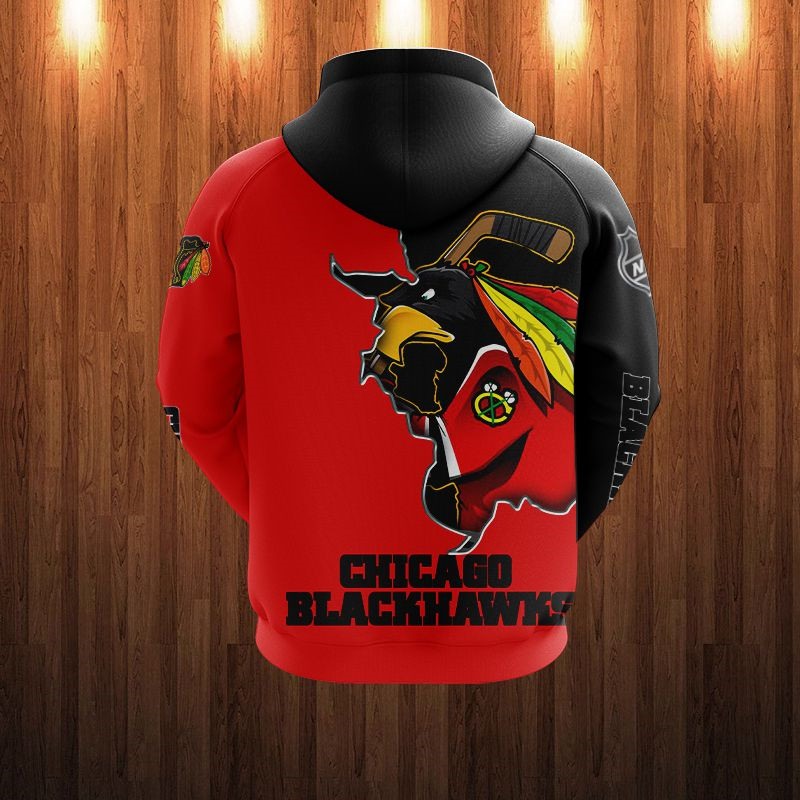 Chicago Blackhawks Hoodie 3D Zip Hoodie 3D Cartoon Graphic Zip Hoodie for Fan - Image 2