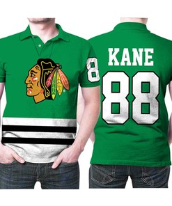 Chicago Blackhawks Patrick Kane 88 Nhl Great Player Ice Hockey Fanatics Branded Green Breakaway Jersey Style Blackhawks Fans Polo Shirt