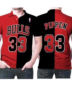Chicago Bulls Scottie Pippen #33 Nba Great Player Throwback Black Red Jersey Style Gift For Bulls Fans Polo Shirt All Over Print Shirt 3d T-shirt