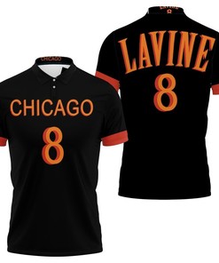 Chicago Bulls Zach Lavine 8 2020 Nba Black Jersey 3D All Over Print Polo Shirt
