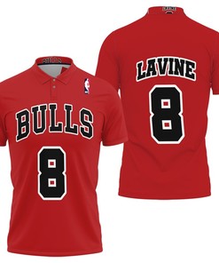 Chicago Bulls Zach Lavine #8 Nba Great Player Throwback Red Jersey Style 3D All Over Print Polo Shirt