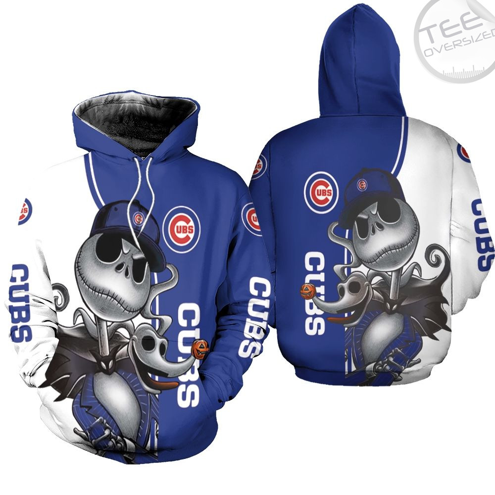 Chicago Cubs Jack Skellington And Zero 3D Hoodie