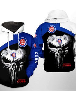 Chicago Cubs MLB Skull Punisher 3D Hoodie