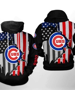 Chicago Cubs MLB US Flag 3D Hoodie