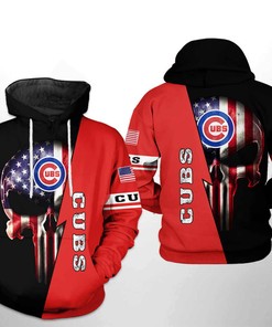 Chicago Cubs MLB US Flag Skull 3D Hoodie