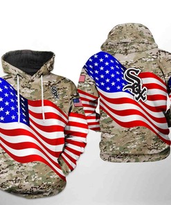 Chicago White Sox MLB US Flag Camo Veteran 3D Hoodie