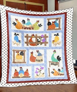 Chicken Party Illustration Quilt Blanket Bedding Set