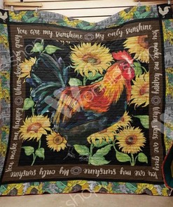 Chicken Sunflower You Make Me Happy Quilt Blanket Bedding Set
