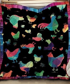 Chicken With Color Chicken Lo Quilt Blanket