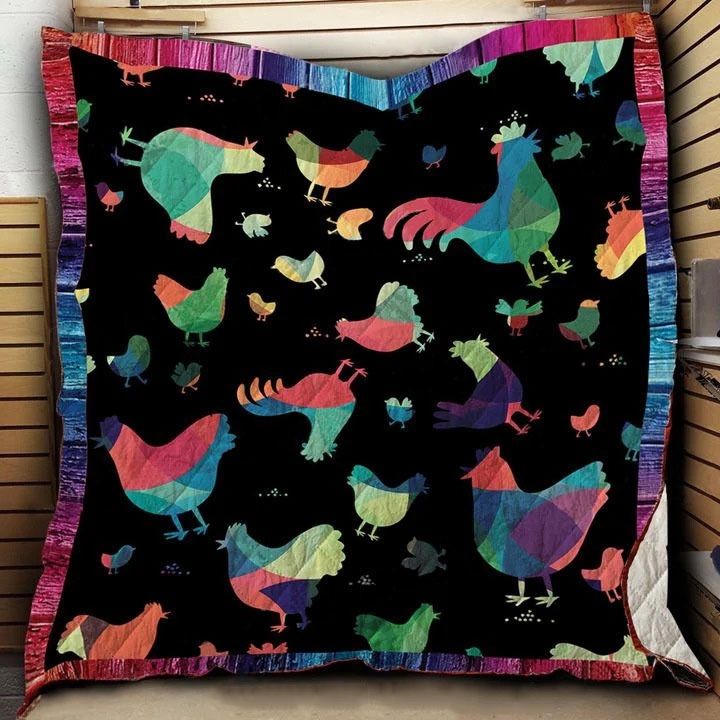 Chicken With Color Chicken Lo Quilt Blanket
