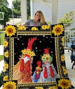 Chicken With Sunflowers Quilt Blanket Bedding Set