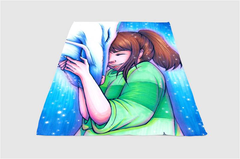 Chihiro And Haku Sherpa Fleece Blanket Gifts for Family, for Couple
