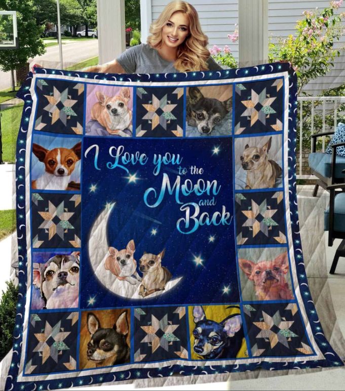 Chihuahua Moon Quilt Blanket Bedding Set for Home Décor