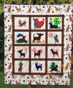 Chihuahua Quilt Blanket Bedding Set With Pilliwcases Option