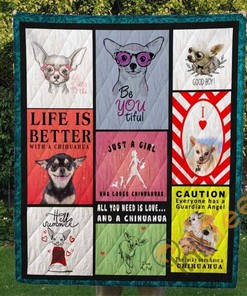 Chihuahua Quilt Blanket Bedding Set With Pillowcase Options