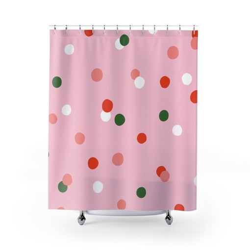 Children Shower Curtain, Pink-Red Bubbles Bathroom Decor and Design, Gift Idea, Shower Design, House Warming Gift