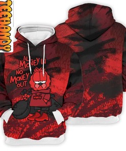 Chile Red All Money In Garfield 3D Hoodie