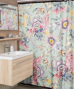 Chintz Vintage Style Floral Shower Curtain, Vintage Inspired Flowers Shower Accessory, Retro Bathroom Curtain, Botanical Tub Curtain