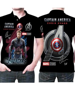 Chirs Evans Captain America Mcu Avengers Signed 3d Designed For Captain America Fan Polo Shirt All Over Print Shirt 3d T-shirt