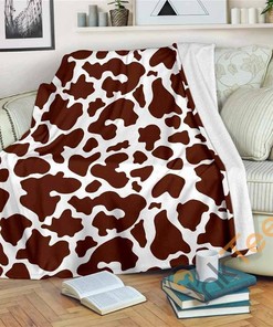 Chocolate Brown And White Cow Sherpa Fleece Blanket Gifts for Family, for Couple