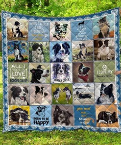 Chqda26001 Border Collie Quilt Blanket Bedding Set