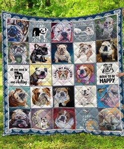 Chqda26004 Bull Dog Quilt Blanket Bedding Set