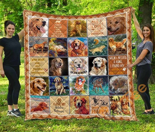 Chqda26006 Golden Retriever Quilt Blanket Bedding Set