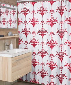 Christmas Damask Shower Curtain, Faux Textured, Christmas Gift For Home, Shower Curtain, Retro Bathroom Accessories, Home Gift, Tub Curtain