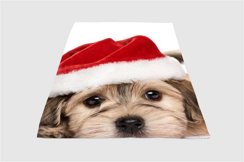 Christmas Dog Sherpa Fleece Blanket Gifts for Family, for Couple