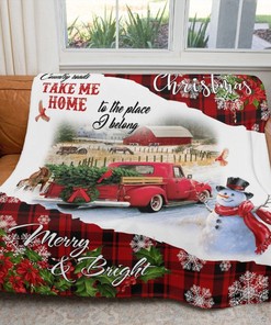Christmas Gift , Merry Christmas Country Road Take Me Home Comfy Throw Blanket Gift