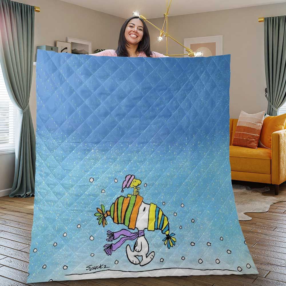 Christmas Gift, Peanuts Quilt Blanket Bedding Set, Snoopy Gift For Fan, Snoopy Woodstock Duvet Quilt Blanket Bedding Set Bedding Set Quilt Blanket Bedding Set