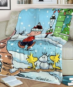 Christmas Gift, Peanuts, Snoopy And Woodstock Charlie Brown Gift For Fan Comfy Throw Blanket Gift