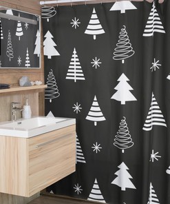 Christmas Gift Personalized Shower Curtain With Retro Design For Home And Bathroom Decor