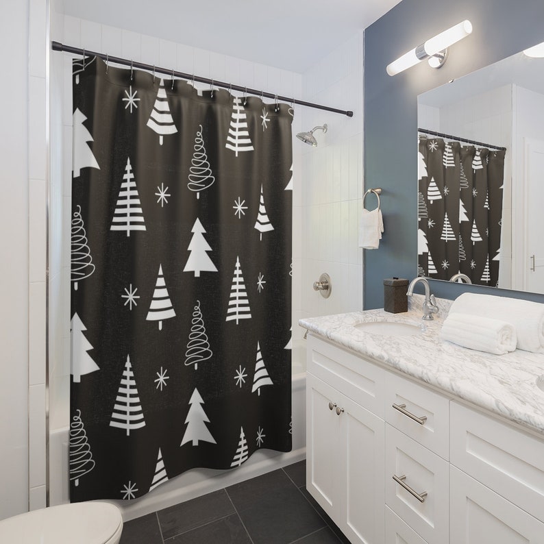 Christmas Gift Personalized Shower Curtain With Retro Design For Home And Bathroom Decor - Image 3