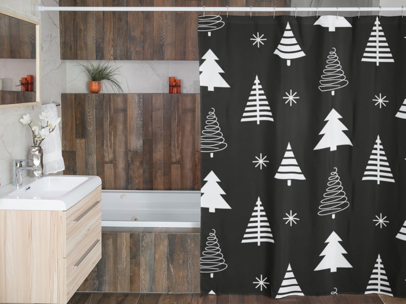 Christmas Gift Personalized Shower Curtain With Retro Design For Home And Bathroom Decor - Image 4